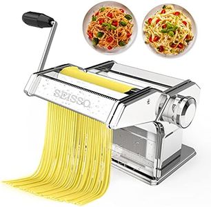 Pasta Maker, Manual Hand Crank Pasta Machine, Washable Stainless Steel Noodle Maker with 7 Adjustable Thickness Settings, Homemade for Spaghetti, Linguine, Bigoli, Trenette