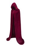 Regenboog Burgundy Cape with Hood Women and Men,Hooded Adults Velvet Cloak,Christmas Halloween Costume Cape,67inch/170cm