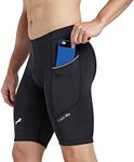 JUST RIDER Compression Shorts Men ! Compression Underwear for Men Athletic Shorts with Pockets，Running Workout Fitness Shorts (L) Black
