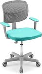 COSTWAY Kids Computer Desk Chair, Children Task Study Chairs with Lumbar Support, Sit-Brake Casters, Adjustable and Swivel Mesh Chair for School Home Office (Mint Green)