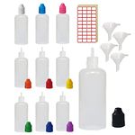 XIAONAN 20 Pack x 100ml LDPE Plastic Liquid Water Squeezable Eye Dropper Empty Bottles (Bottles + Mixed Colour Caps + Tips + Funnel + Label)