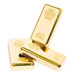 ZAHEPA Gold Bar Paper Weight for Office Table, Stylish Gift for Men & Women, Fancy Gifts for Birthday, Anniversary, Jewellery Shop Decoration (8 X 4 X 1 Cm, Pack of 3)