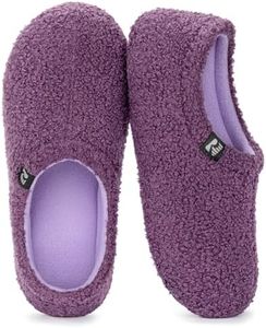 RockDove Women's Teddy Fleece Closed Back Indoor Slipper, Size 7-8 US Women, Eggplant