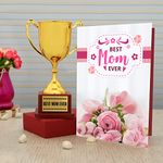 TIED RIBBONS Gift for Mother Mom Mummy Maa on Mothers Day Birthday - Golden Trophy Award with Greeting Card