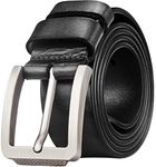 Tolumo Mens Belt Thick Full Grain Leather Belts 1.5" Wide Great for Casual Jeans Dress Work, Adjustable Classic Belt Trim to Fit 658 Black 115cm