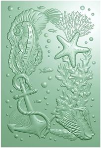 Briartw 3D Embossing Folder for Card Making,Seabed Anchor Clear Plastic Texture Fades Embossing Folder Template for Scrapbooking and Other Paper Craft Album Stamps DIY Decoration