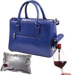 Primeware Insulated Drink Purse w/ 3L Bladder Bag | Thermal Hot and Cold Storage | Portable Drinking Dispenser for Wine, Cocktails, Beer, Alcohol | PU Leather Finish (Blue Burmese)