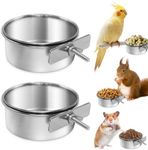 Bird Feeding Dish Cups, Bird Feeder for Cage, Parrot Food Bowl Cage with Clamp Holder, Rabbit Water Bowl, Birdcage Coop Water Feeder for Cockatiel Parakeet Macaw Finches Lovebirds, 2 Pcs