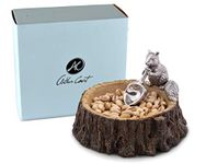 Arthur Court Designs Aluminum Standing Squirrel on Log Nut Bowl 7" Diameter