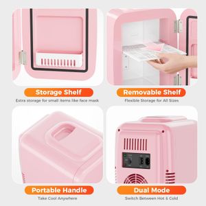 YASHE Mini Fridge 4L – Compact Pink Portable Refrigerator