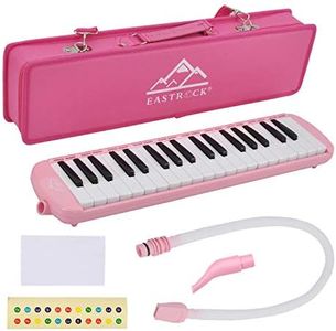 EastRock 37 Key Melodica Instrument Keyboard Soprano Piano Style with Mouthpiece Tube Sets and Carrying Bag for Kids Beginners Adults Gift Pink