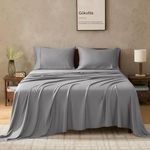 GOKOTTA FSC® Certified Bamboo Rayon Sheets Queen Size, 16 Inch Pocket Fitted Sheet with Elastic Corner Straps,Cooling Breathable Luxury and Soft Bed Sheets 4 Piece(Grey, Queen)