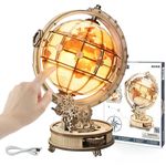 ROKR 3D Wooden Puzzles for Adults World Globe 3D Puzzle LED Light Globe of The World with Stand Brain Teaser Gift for Kids