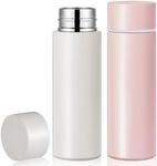 Irenare 5oz Mini Water Bottle Mini Insulated Stainless Steel Bottle Purse Water Bottle Cute Leak Proof Water Flask Keeps Drink Cold and Hot for Purse Women(Angel White, Light Pink,2 Pieces)