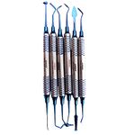 Suryadent Dental Composite Filling Instruments kit Hollow Handle 8mm,Filling Instruments Set Blue Titanium Coated Set of 6 Stuck, Plastic Instruments Set