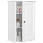 Yaheetech Bathroom Cabinet Single Wall Mounted Bathroom Storage Cabinet Wooden Cupboard with Adjustable Shelves, 21D x 35W x 55H cm, White