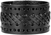 Jeilwiy Punk Leather Wristbands for Men Bracelets Handmade Wide Cuff Bangle Braided Jewelry Black Brown Adjustable - Punk Jewelry