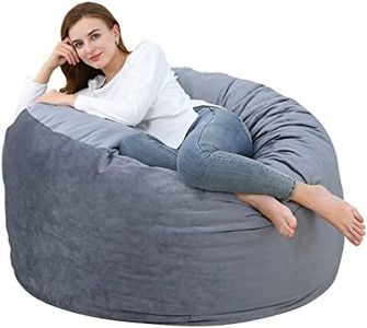 Giant Bean Bag Chair with High-Rebound Memory Foam, Stuffed Bean Bag Sofa with Dutch Velvet Cover, Big Bean Furniture with Soft Fabric, Plush Lazy Sofa Big Sofa Overall Foam-Filled Beanbag Chair 4 Ft