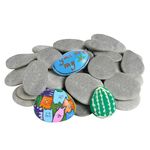 Simetufy 35 Pcs Large Painting Rocks, River Rocks for Painting, 2"-3" Flat Rocks for DIY Arts, Hand Selected Smooth Stones for DIY Crafts