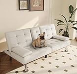 LINSY Futon Sofa Bed, Faux Leather 