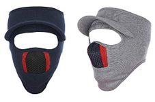 Gajraj Unisex Cotton Bike Riding & Cycling Anti Pollution Dust Sun Protecion Full Face Cover Mask with Air Filter Mesh and Visor - Pack of 2 (Navy & Light Grey)