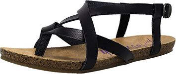 Blowfish Malibu Women's Cereal Flat Sandal, Black Dyed PU, 7.5 UK