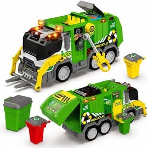 ToyFinity Trash Truck Toy with 4 Trash Bins | Front Lifting Frame for Garbage Disposal | Waste Management Garbage Truck Toys | Light & Sound Effects | Holiday and Birthday Gift for Boys & Girls