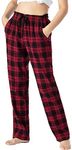 MoFiz Women's Lounge Pants with Pocket Drawstring Pajama Pjs Pant Stretch Home Sleep Bottom Pant Plaid-58,S