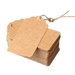 Brown Price Tags with String | Kraft Luggage Tags | Craft Labels | Paper Gift Tags Labels | DENSCO 100 Pcs 7 X 4 Cm with Jute String DIY for Wedding Gifts