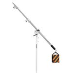 SUPON Stainless Steel Extension Boom Arm for Light Stand and C Stand, 3.6ft to 8.2ft Adjustable Crossbar Holding Arm, Universal Baby Pin Adapter with Sandbag for Studio Monolight Softbox Reflector