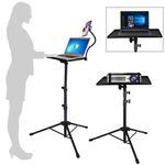 LIUGAST Projector Stand, Foldable Laptop Tripod, Multifunctional DJ Racks/Projector Stand, Adjustable Height 17.5 to 48 Inch with Gooseneck Phone Holder, Perfect for Office, Home, Outdoor Movies