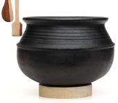 Craftsman Deep Burned Clay Rice Handi/Earthen/Mud/Mitti Pot for Cooking and Serving 2 Liter