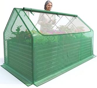 Quictent Raised Garden Bed Galvanized Raised Beds for Gardening Vegetables with Cover 8x4x2 ft Metal Planter Box Outdoor Use, Green