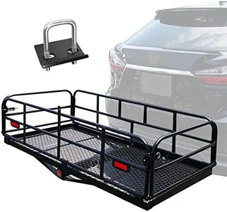 OKLEAD 500 Lbs Heavy Duty Hitch Mount Cargo Carrier 60" x 24" x 14.4" Folding Cargo Rack Rear Luggage Basket Fits 2" Receiver for Car SUV Camping Traveling