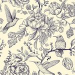 VEELIKE Peony and Bird Wallpaper 44.5cm×900cm Vintage Beige Floral Wallpaper Leaves Tropical Wall Mural Flower Contact Paper Peel and Stick Vinyl Cabinet Cover Worktop Bedroom Bathroom Removable