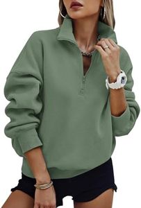 PRETTYGARDEN Womens Half Zip Oversized Sweatshirts Fleece Hoodies 2025 Trendy Long Sleeve Pullover Tops Y2k Fall Outfits (Grey Green,S)