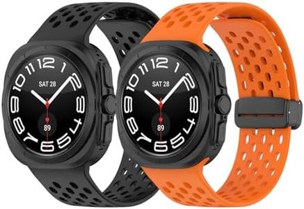 Bands Compatible for Samsung Galaxy Watch 7 Ultra for Men Women Soft Air Sport Silicone Breathable Strap Wristbands for Galaxy Watch 7 Ultra 47mm Smartwatch (Black&Orange)