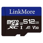 LinkMore 512GB Micro SDXC Card, A1, UHS-I, U3, V30, Class 10 Compatible, Read Speed Up to 100MB/s,Write Speed Up to 70MB/s, SD Adapter Included