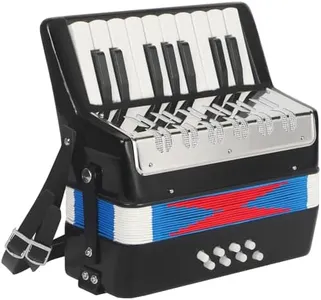 AKLOT 17 Key Piano Accordion, Lightweight Kids Accordion, Celluloid Accordions Brighter and Pure Tone than Plastic, Durable Metal Cover with Straps, Manual for Children, Beginners Acordeón (Black)