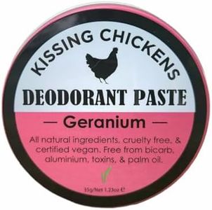 Kissing Chickens Bicarb-free Deodorant Paste - Certified Vegan, Organic Ingredients, Plastic Free, developed in the heat & humidity of North Qld – one application lasts all day – 35g… (Geranium)