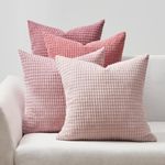 Topfinel 4 Packs Pink Decorative Throw Pillow Covers 22x22 Inch for Living Room Couch Bed Sofa, Boho Western Farmhouse Home Decor, Square Soft Moss Corduroy Fall Cushion Case 55x55 cm