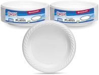 [200 Count] Basix Disposable 9 inch White Plastic Dinner Plates, Microwavable, Great For Events, Home, Office, Wedding, Parties, or Everyday Use, 2 Packs