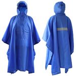 ElifeAcc Waterproof Poncho Adult Rain Poncho with Hood Lightweight & Reusable Windproof Buckles Multifunctional Cape for Outdoor Activities (Lightweight-Blue)