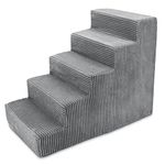 Best Pet Supplies Foam Pet Steps for Small Dogs and Cats, Portable Ramp Stairs for Couch, Sofa, and High Bed Climbing, Non-Slip Balanced Indoor Step Support, Paw Safe-Gray, 5-Step (H: 22.5 inch )