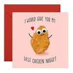 Anniversary Card for Girlfriend Boyfriend - I Would Give You My Last Chicken Nugget - Food Valentines Day Cards For Husband Wife - Love Greeting Cards For Her Him - Comes With Stickers - By Central 23