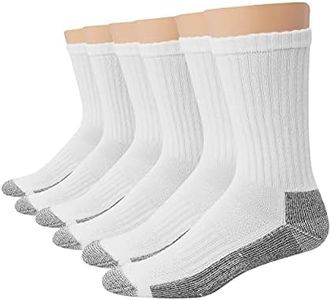 Hanes mens Crew Socks, 6-pair Pack Work Sock, White, 6 12 US