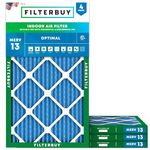 Filterbuy 12.5x21x1 Air Filter MERV 13 Optimal Defense (4-Pack), Pleated HVAC AC Furnace Air Filters Replacement (Actual Size: 12.50 x 21.00 x 1.00 Inches)