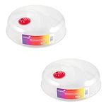 Homeshopa Microwave Plate Cover, Microwave Splatter Guard Lid with Steam Vents, Plastic Transparent Ventilated Food Plate Dish Cover Kitchen Cooking, BPA Free & Dishwasher Safe, 30Cm (Pack of 2)