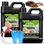 Mulch Glue - 128oz Concentrate Gravel Glue Strong Landscape Adhesive with Applicator for Landscaping, Garden - Safe Ready to Use Mulch Lock Gravel Stabilizer Glue for Pea Gravel, Rock, Leaf, Bark