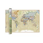 Waypoint Geographic Classic Ocean World Wall Map (24" x 36") - Current UP-to-Date - 1000's of Named Locations & Points of Interest - Rolled & Laminated - Display in Office, Classroom or Home